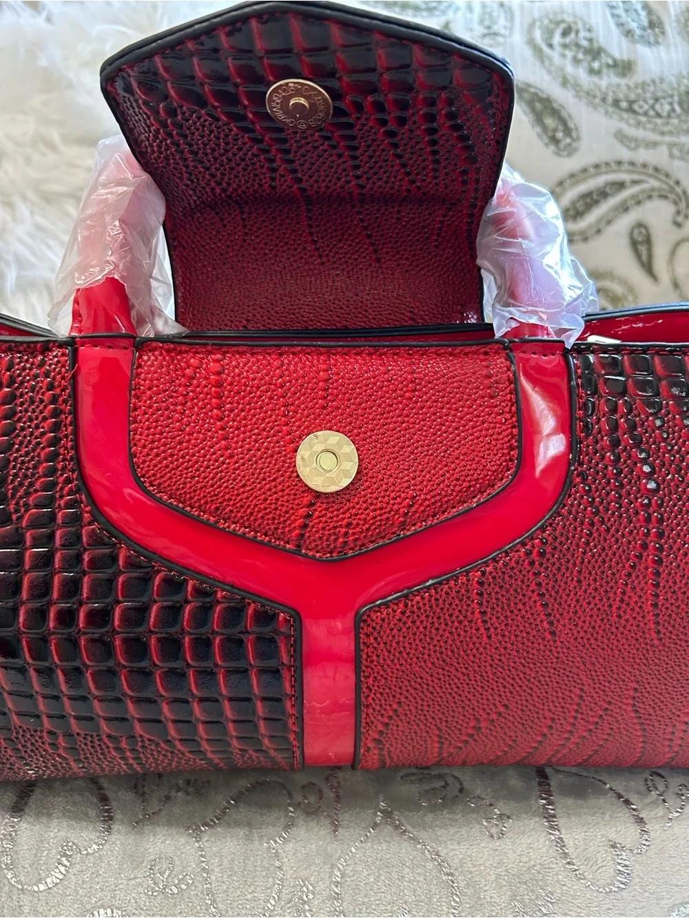 NWT Vyrmax Ruby Croc-Embossed Professional Work Satchel with Detachable Strap